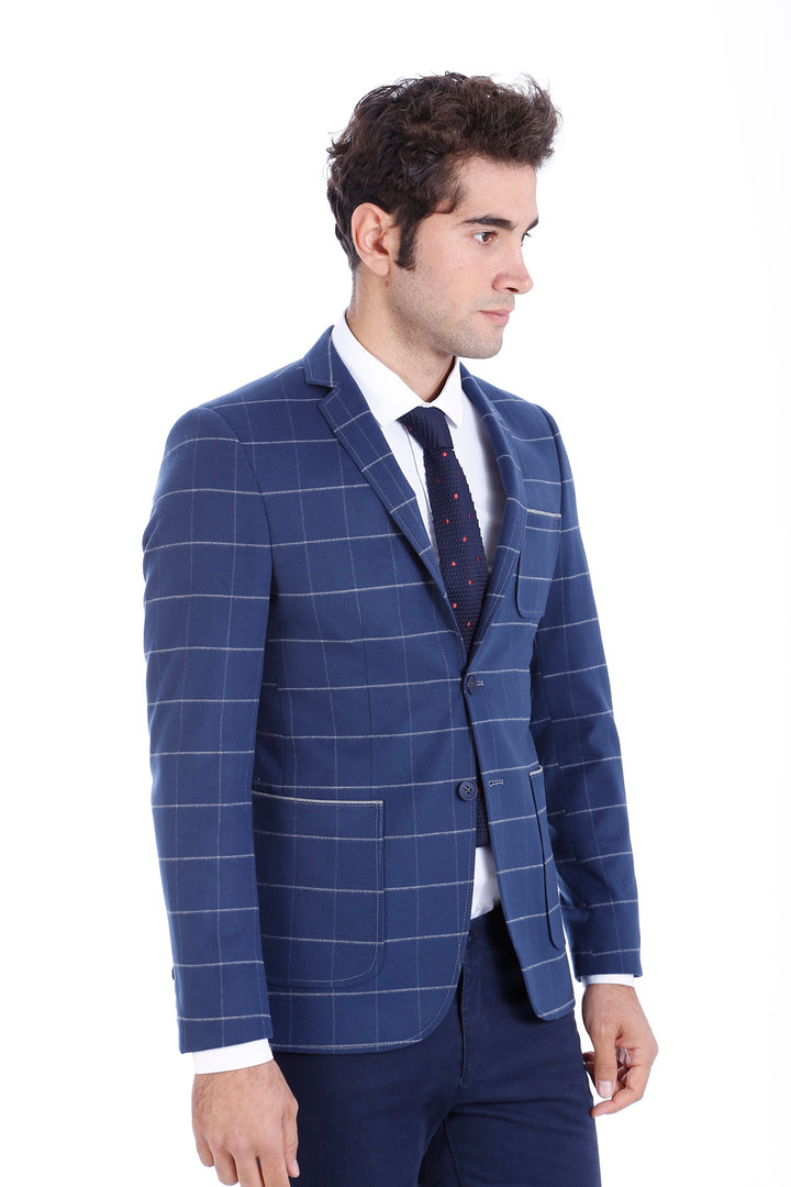 Modeled Slim Fit Navy Blue Jacket | Wessi