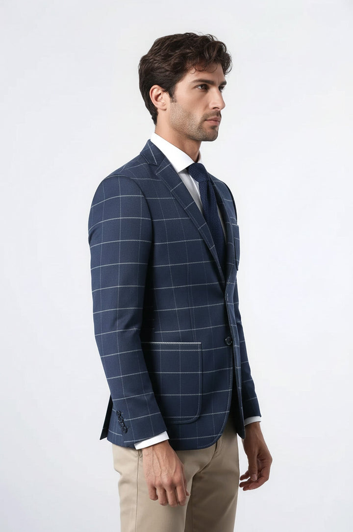 Модель приталенного кроя темно-синего жакета | Весс