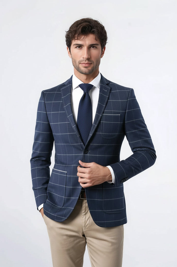 Модель приталенного кроя темно-синего жакета | Весс