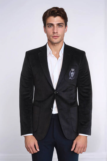 Bag Pocket Rigging Velvet Black Jacket-Wessi