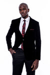 Blazer Negra Terciopelo Con Solapa De Pico Ancha - Wessi