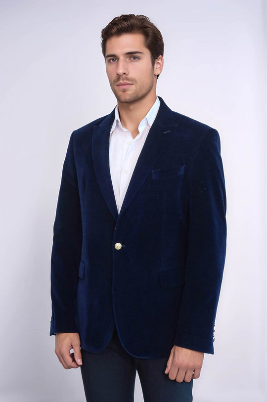 سترة واسعة من المخمل باللون الأزرق الداكن - ويسي