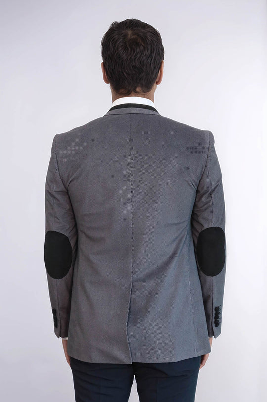 2 Buttons Pocket Piping Velvet Grey Jacket