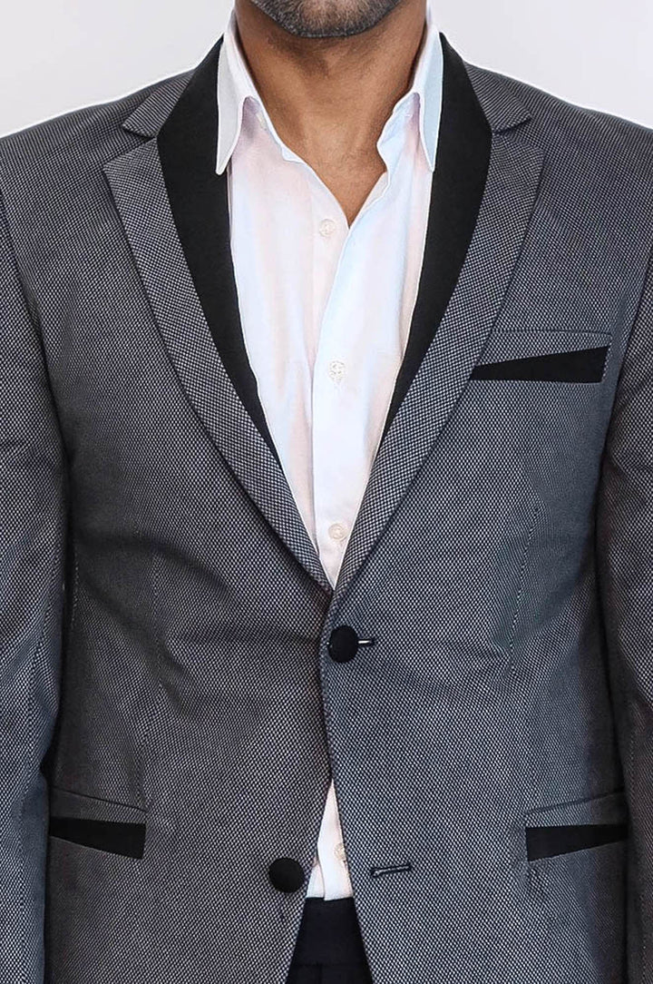 Chaqueta Gris Terciopelo Con Ribetes Bolsillo 2 Botones