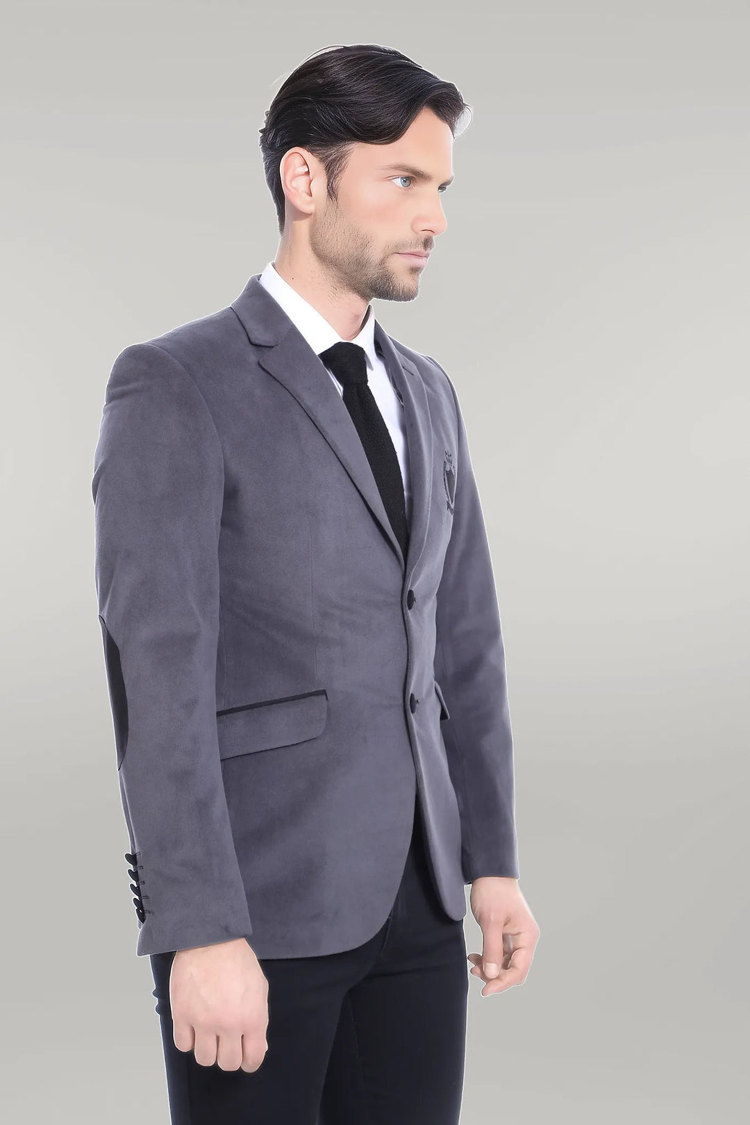 Pocket Flap Rigging Velvet Grey Jacket-Wessi