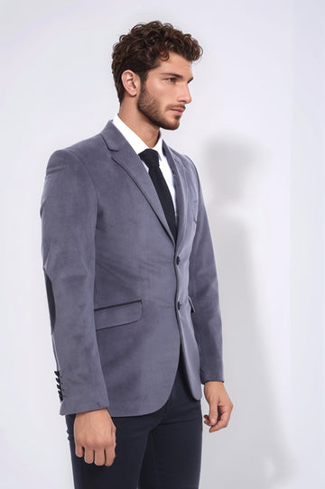 Pocket Flap Rigging Velvet Grey Jacket-Wessi
