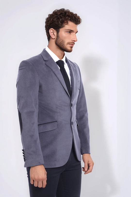 Pocket Flap Rigging Velvet Grey Jacket-Wessi