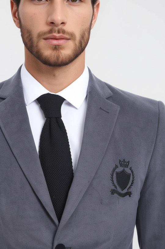 Pocket Flap Rigging Velvet Grey Jacket-Wessi