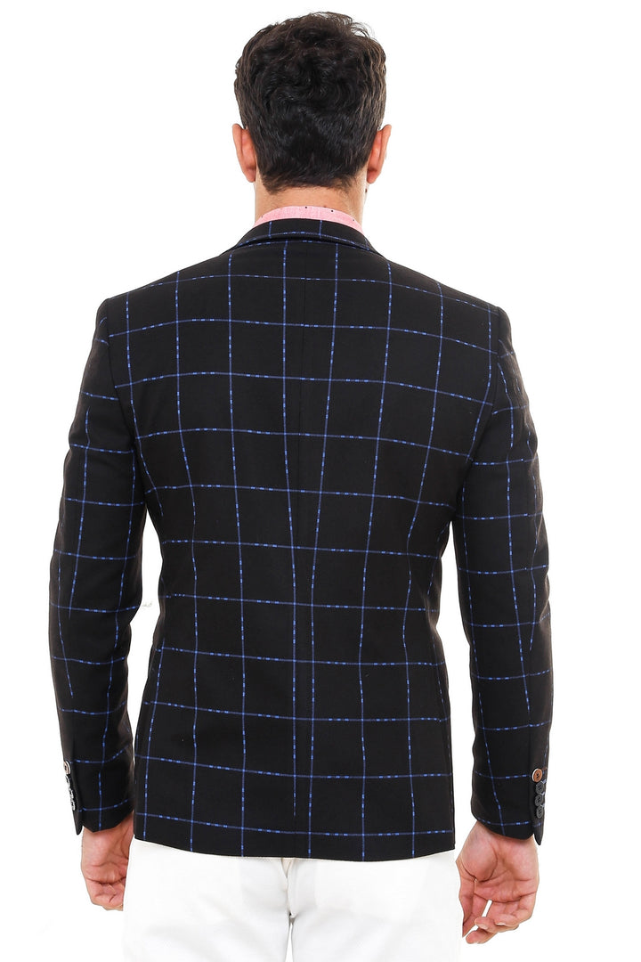 2 Button Plaid Wool Brown Jacket-Wessi