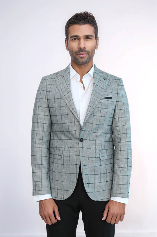 Blazer nero scozzese con gilet grigio - Wessi