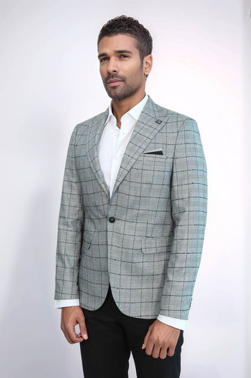 Blazer nero scozzese con gilet grigio - Wessi