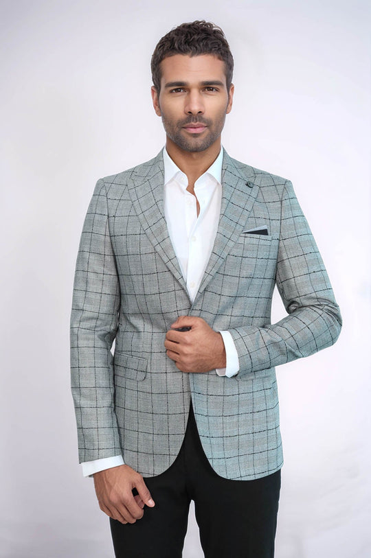 Blazer nero scozzese con gilet grigio - Wessi