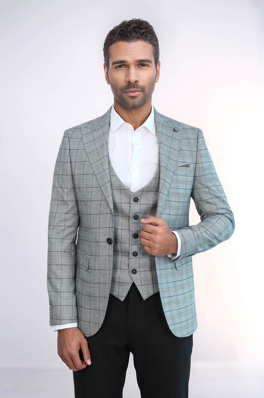 Комплект из клетчатого блейзера и жилета - Wessi