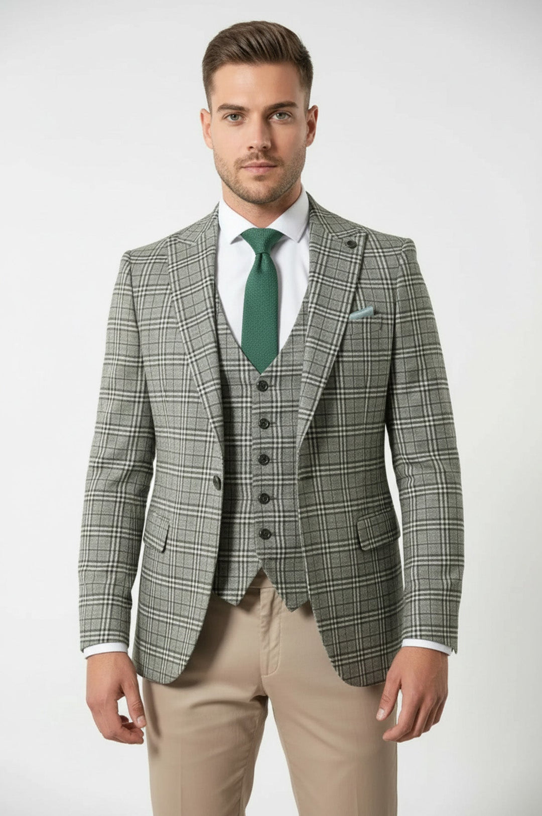 Conjunto de chaqueta y chaleco a cuadros - Wessi