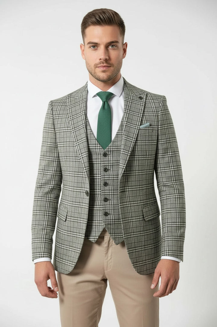 Conjunto de chaqueta y chaleco a cuadros - Wessi