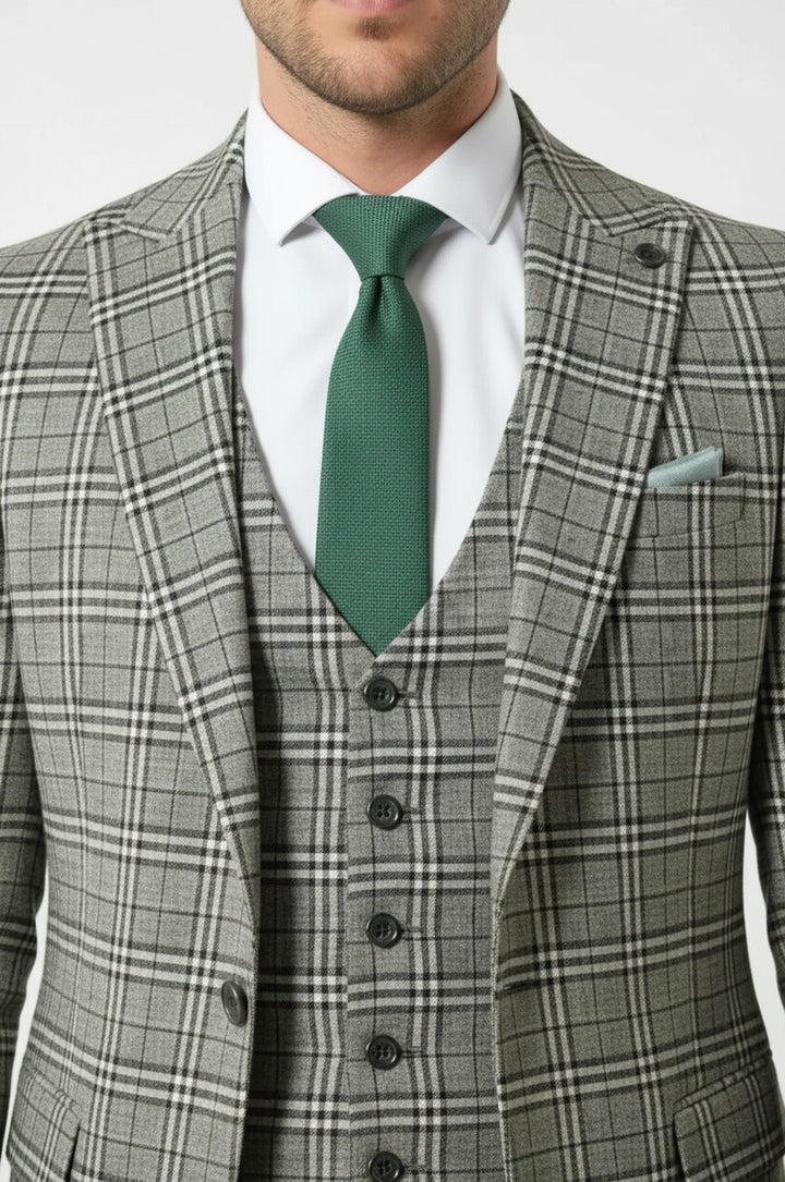 Conjunto de chaqueta y chaleco a cuadros - Wessi