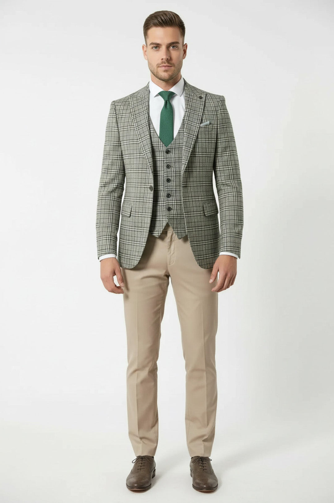 Conjunto de chaqueta y chaleco a cuadros - Wessi