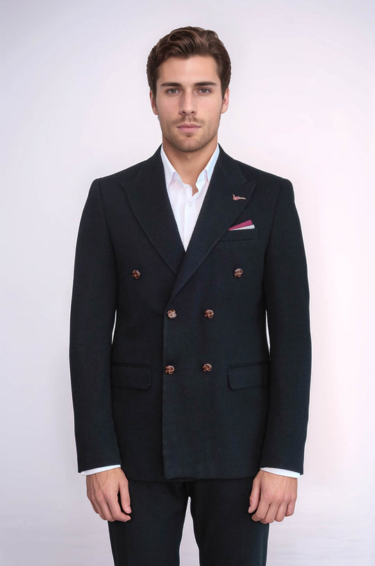 Blazer nero slim fit doppiopetto - Wessi