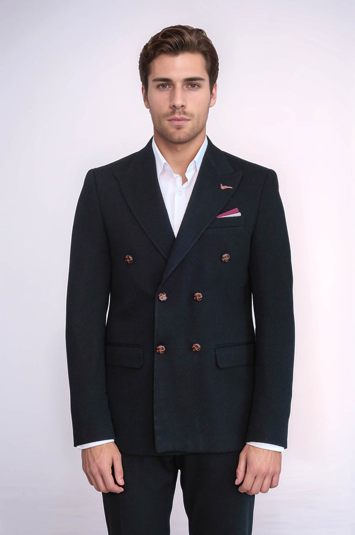 Blazer negro de corte slim con doble botonadura - Wessi
