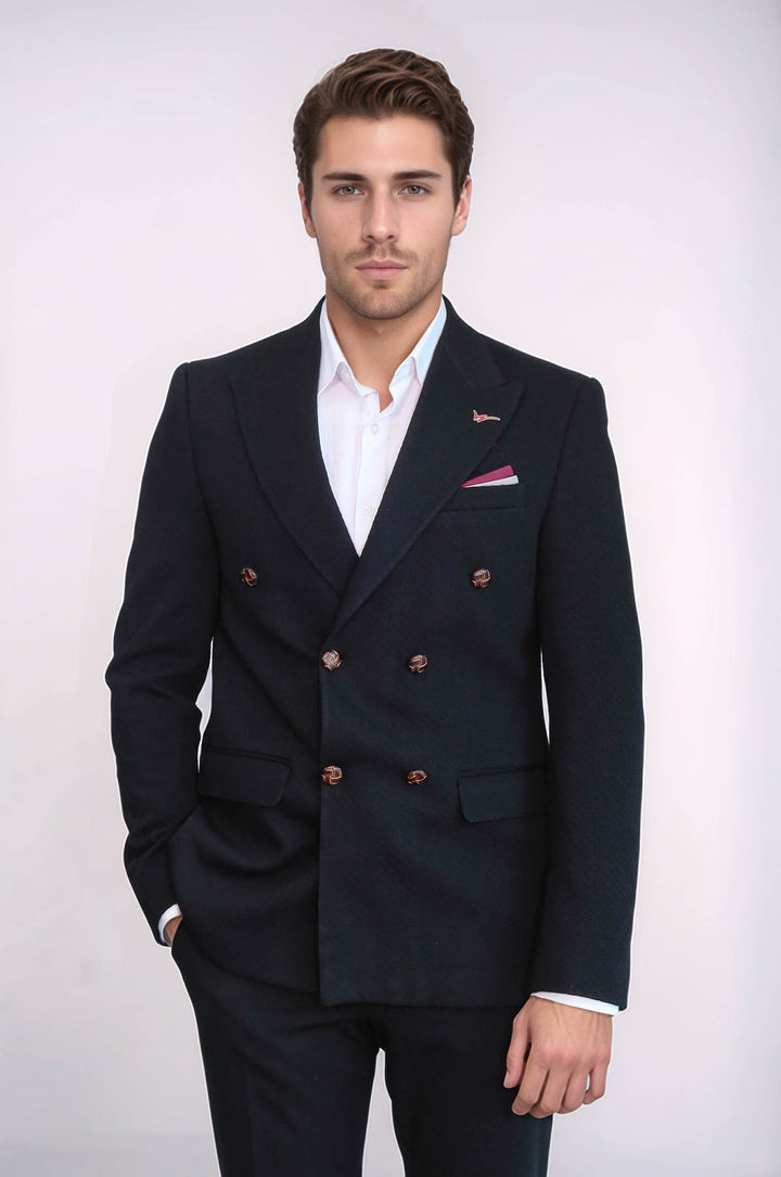 Blazer negro de corte slim con doble botonadura - Wessi