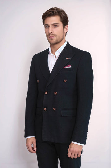 Blazer nero slim fit doppiopetto - Wessi