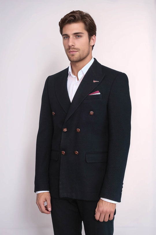 Blazer nero slim fit doppiopetto - Wessi