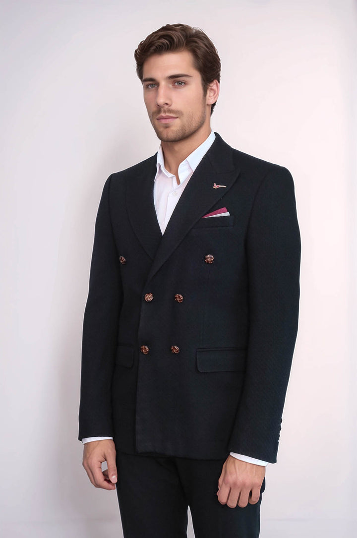 Blazer negro de corte slim con doble botonadura - Wessi