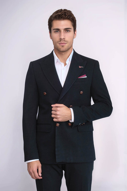 Blazer nero slim fit doppiopetto - Wessi