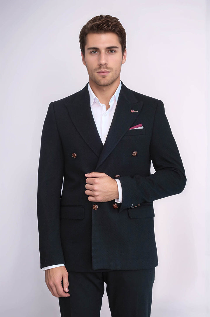 Blazer negro de corte slim con doble botonadura - Wessi