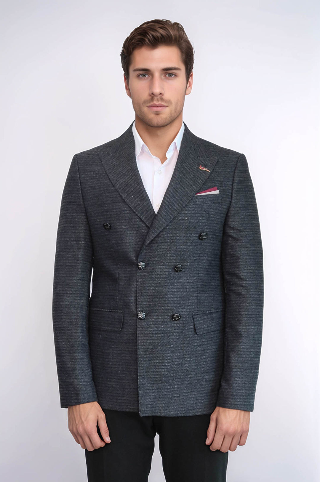 Blazer azul marino con doble botonadura y corte slim - Wessi