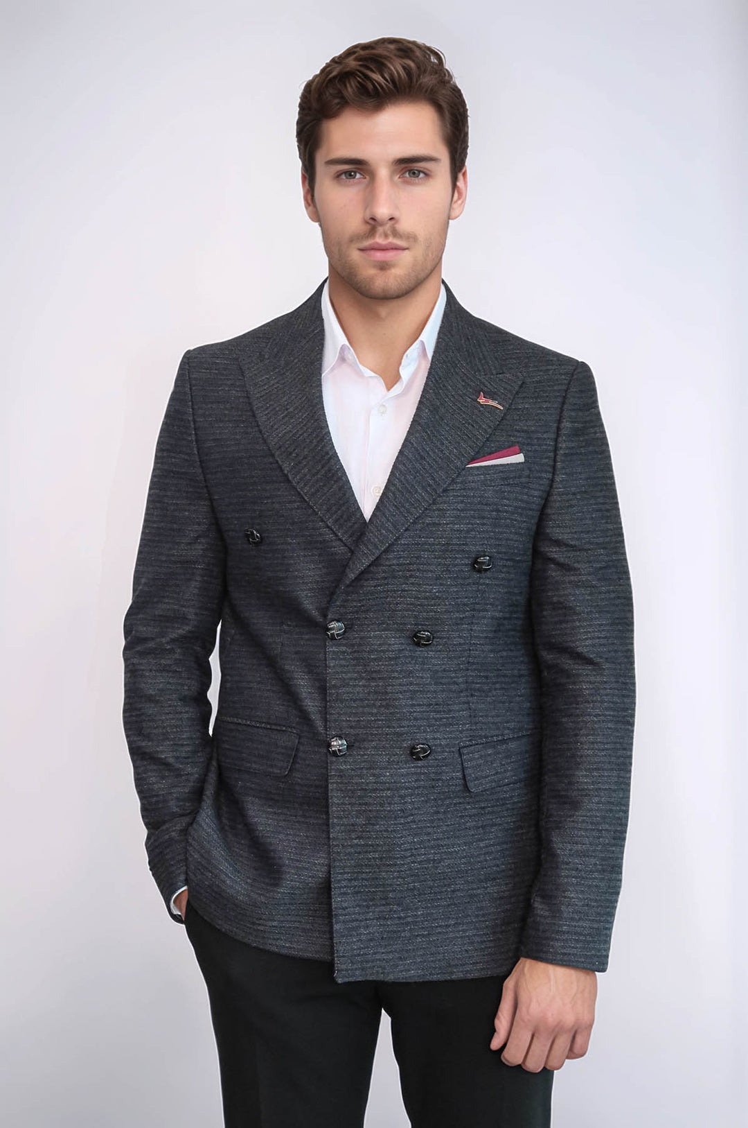 Blazer azul marino con doble botonadura y corte slim - Wessi