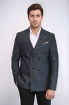Blazer azul marino con doble botonadura y corte slim - Wessi