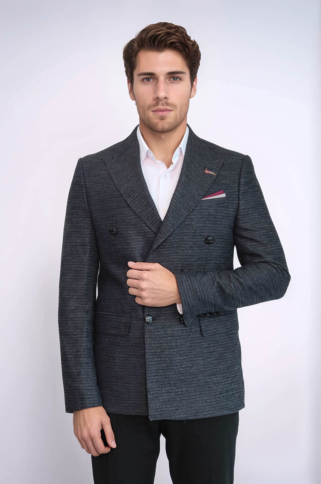 Blazer azul marino con doble botonadura y corte slim - Wessi