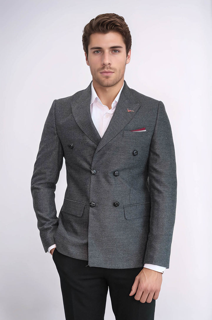 Blazer gris de corte slim con doble botonadura - Wessi