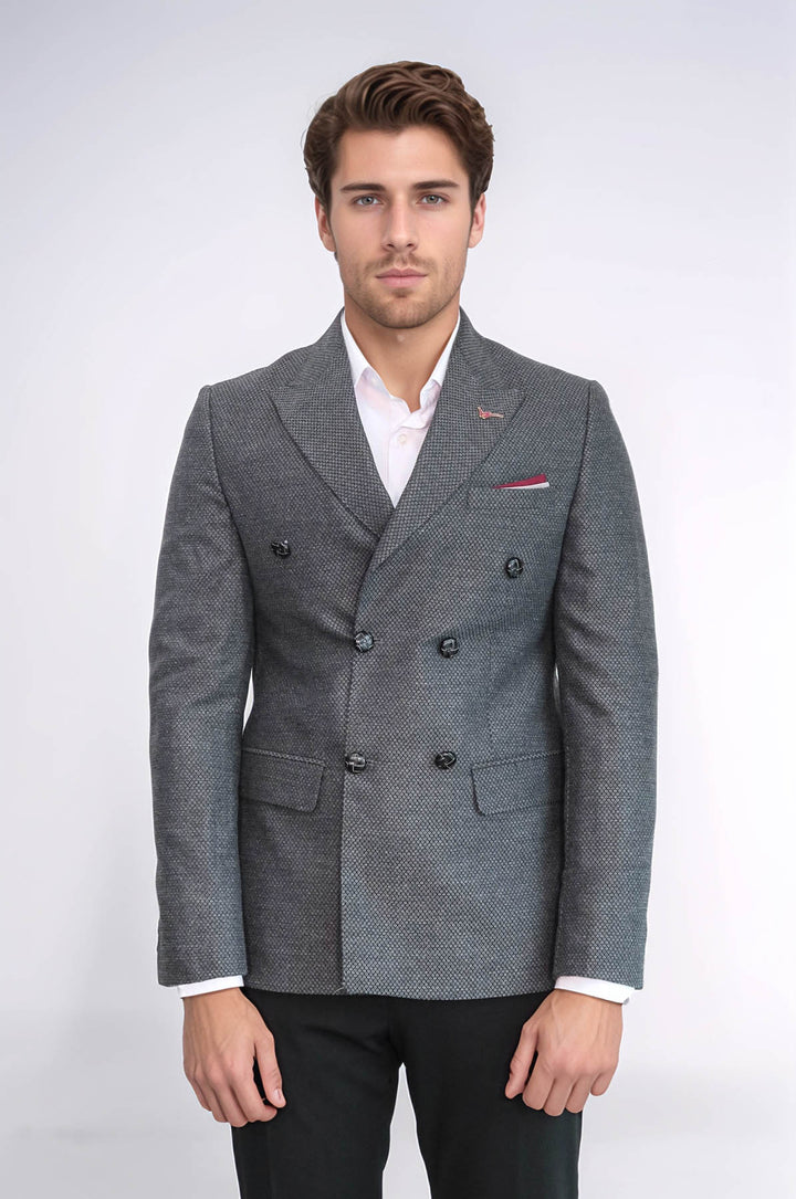 Blazer gris de corte slim con doble botonadura - Wessi