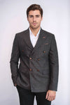 Blazer marrón con doble botonadura y corte slim - Wessi