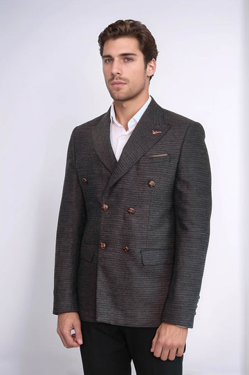 Blazer marrone slim fit doppiopetto - Wessi