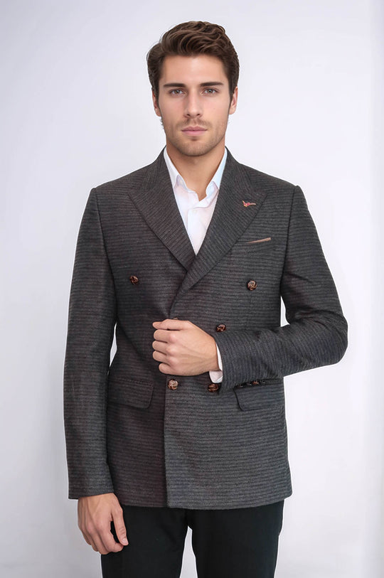 Blazer marrone slim fit doppiopetto - Wessi