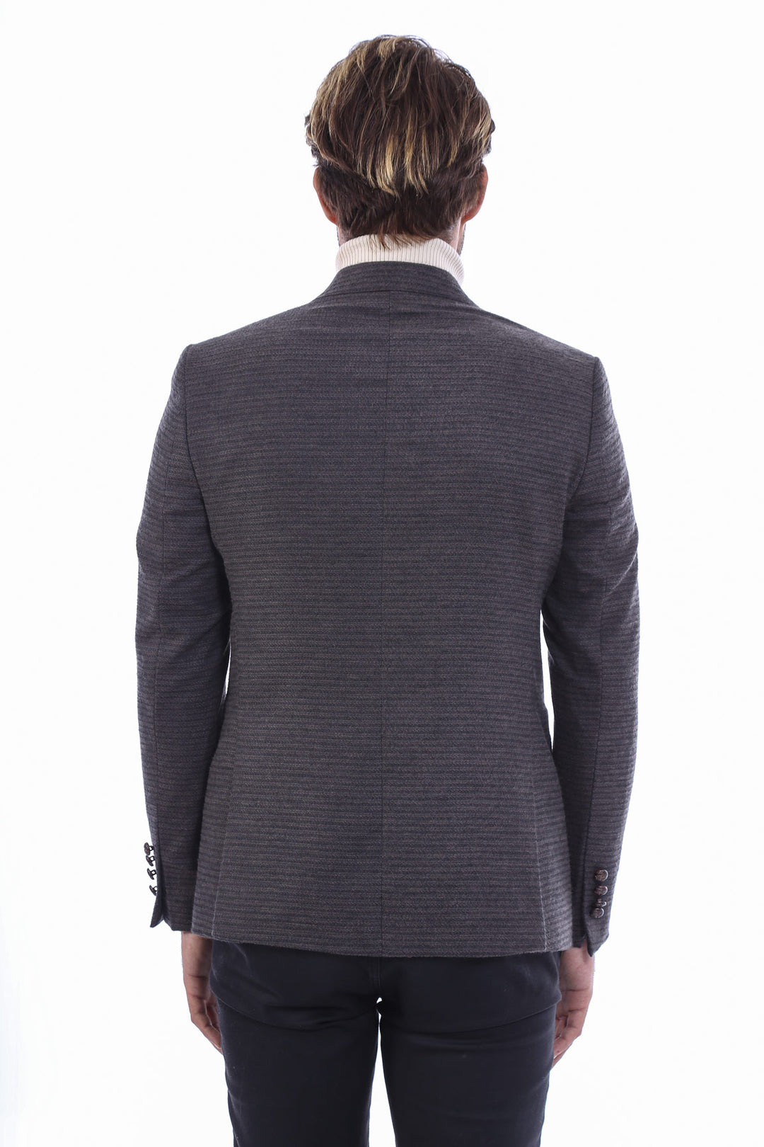 Double Breasted Slim Fit Brown Blazer - Wessi