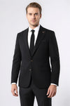 Single Button Pointed Collar Black Blazer - Wessi