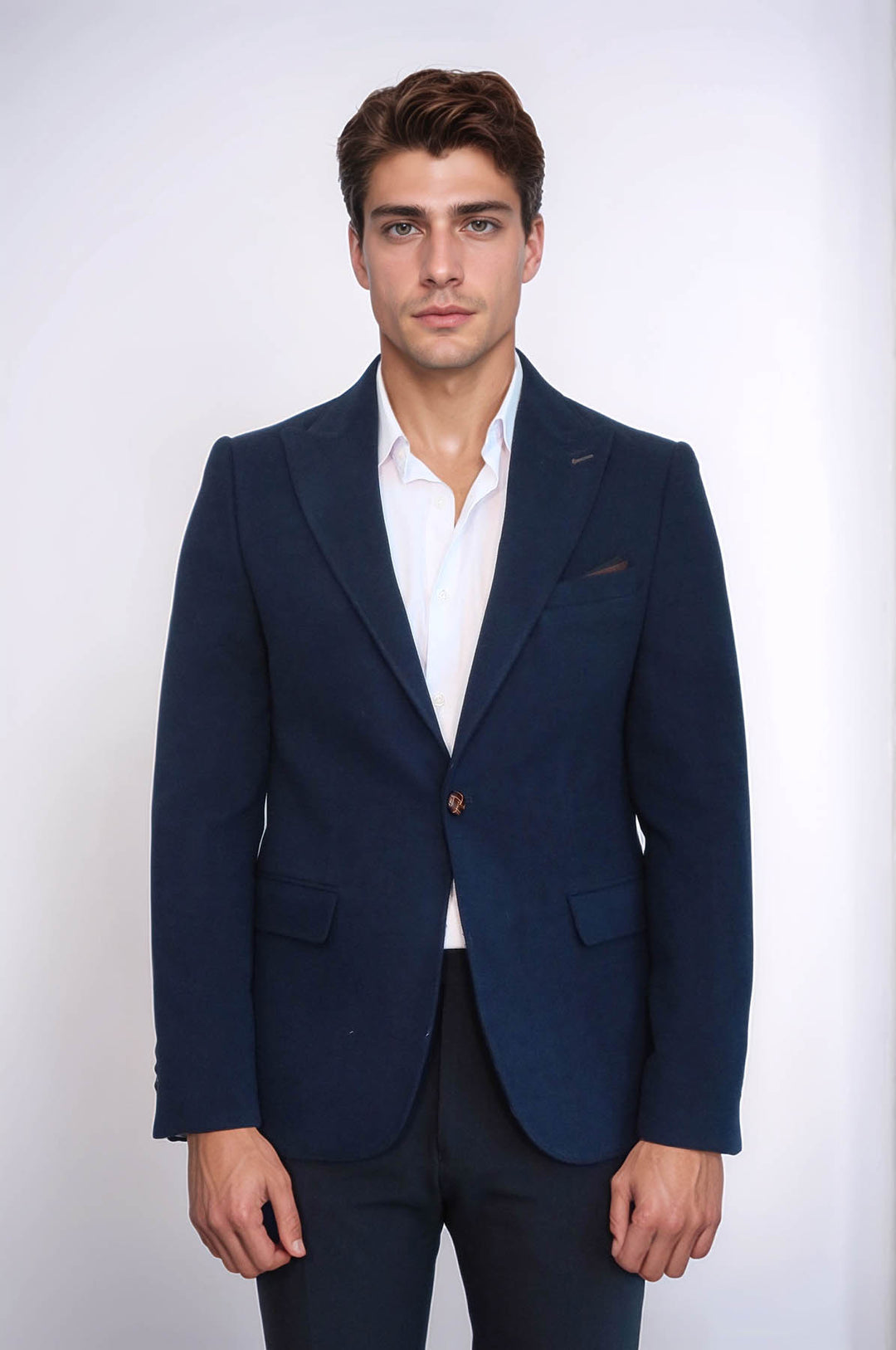 Blazer Bleu Marine Col Pointu à Un Bouton - Wessi