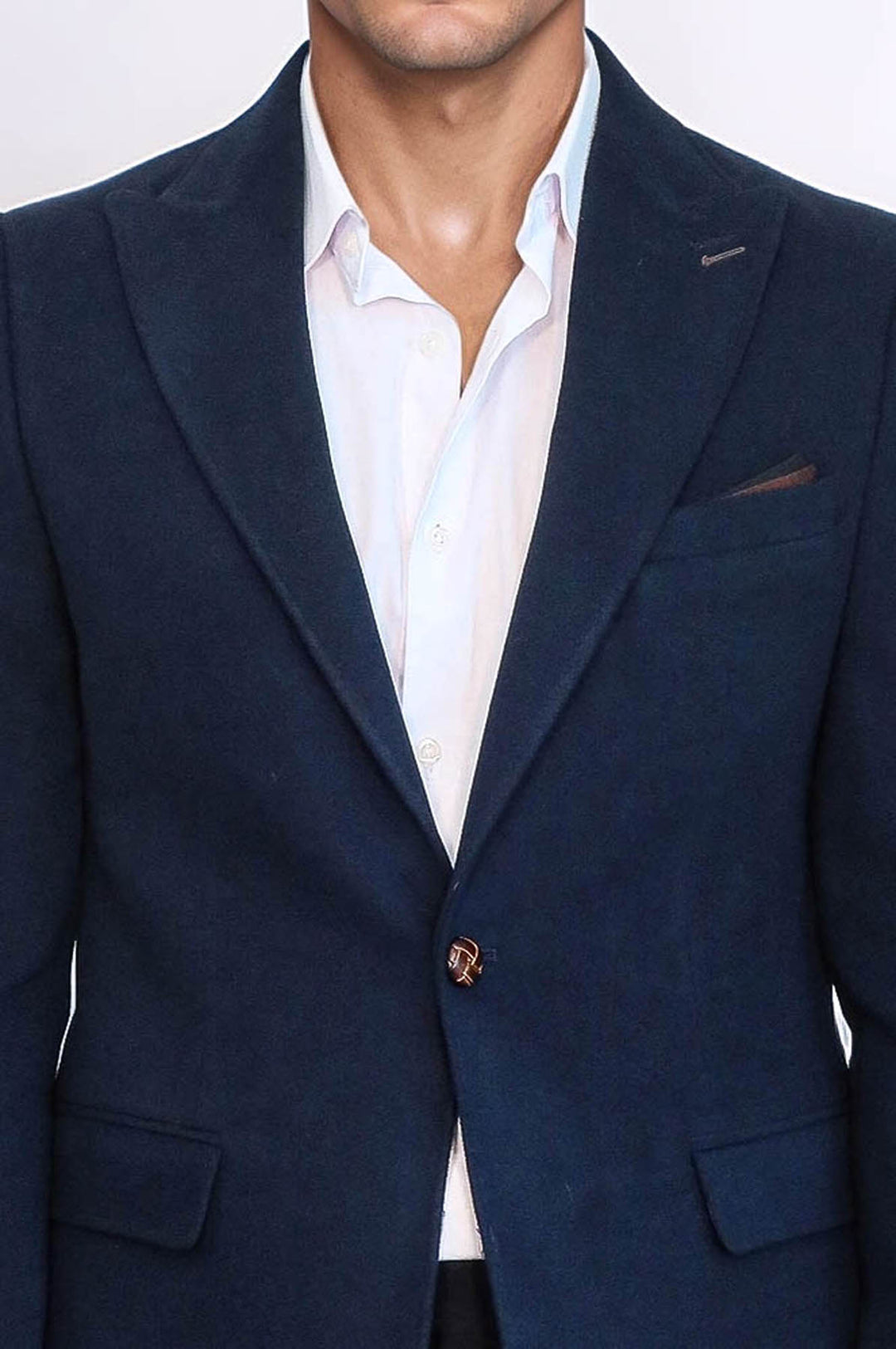 Blazer Bleu Marine Col Pointu à Un Bouton - Wessi