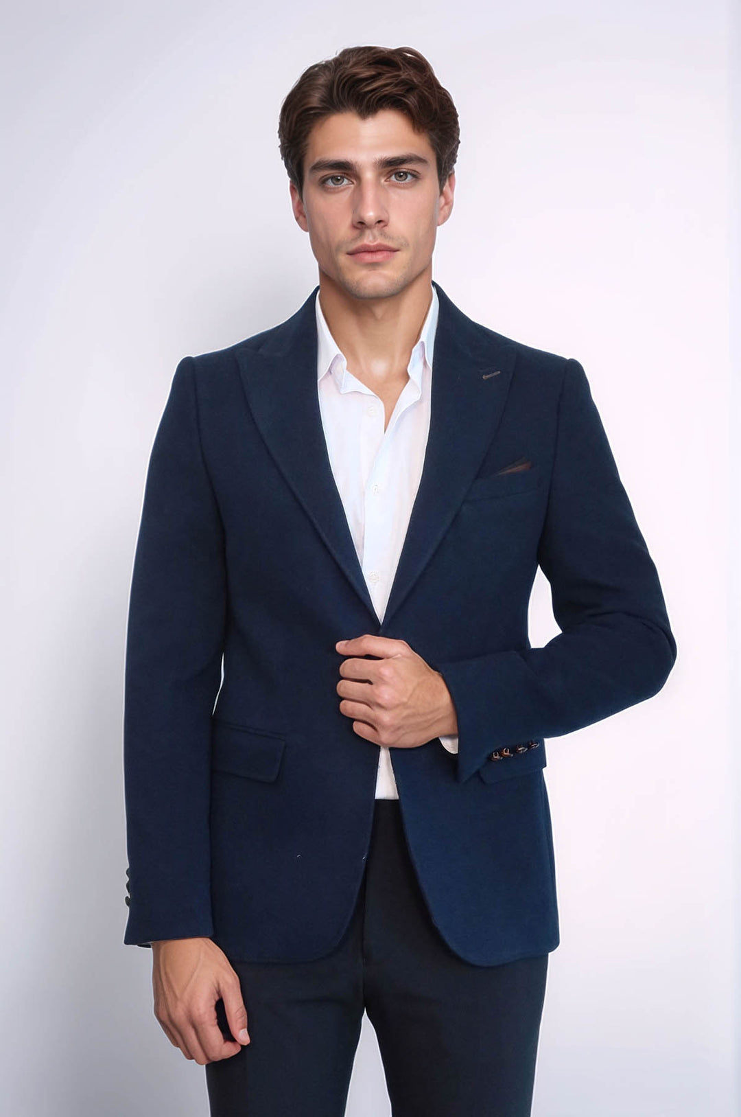 Blazer Bleu Marine Col Pointu à Un Bouton - Wessi