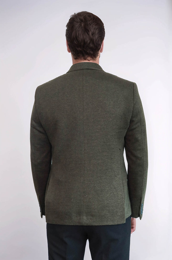 Veste en laine vert foncé à revers en pointe - Wessi