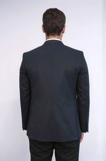 Plain Navy Blue Blazer Vest Set - Wessi