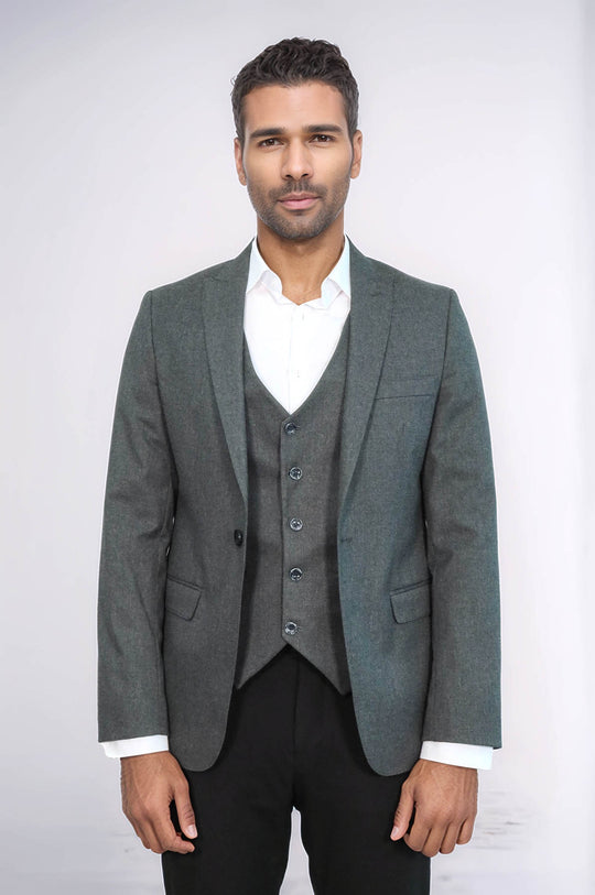 طقم سترة وسترة باللون الرمادي | ويس