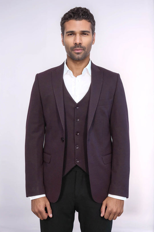 Completo blazer gilet bordeaux semplice | Wess