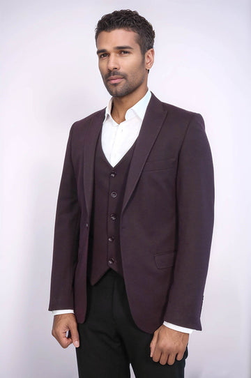 Completo blazer gilet bordeaux semplice | Wess