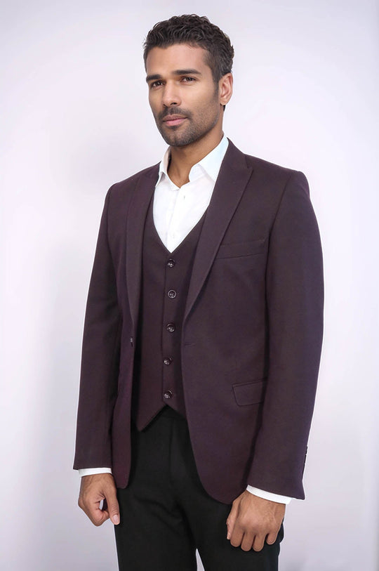 Completo blazer gilet bordeaux semplice | Wess
