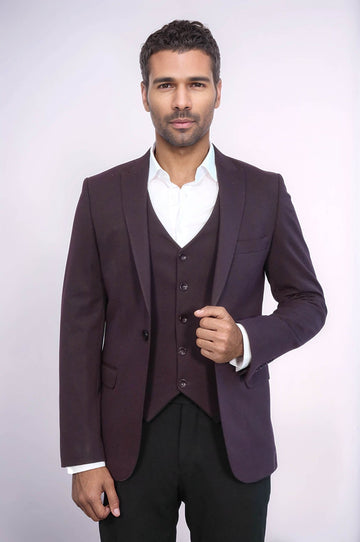 Completo blazer gilet bordeaux semplice | Wess